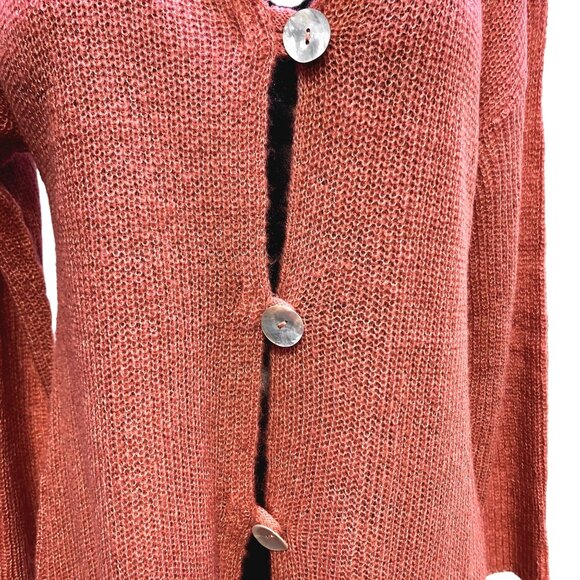 NWT Soft Surroundings Light Rust Hooded Knit Cardigan Sweater Size S - Picture 3 of 7
